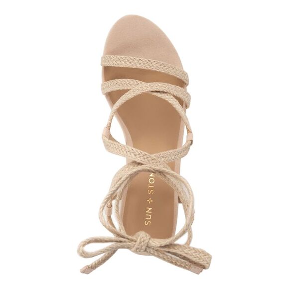 SUN STONE Womens Beige 1-1/2" Platform Trinnie Toe Wedge Espadrille Shoes 10 M - Picture 3 of 4